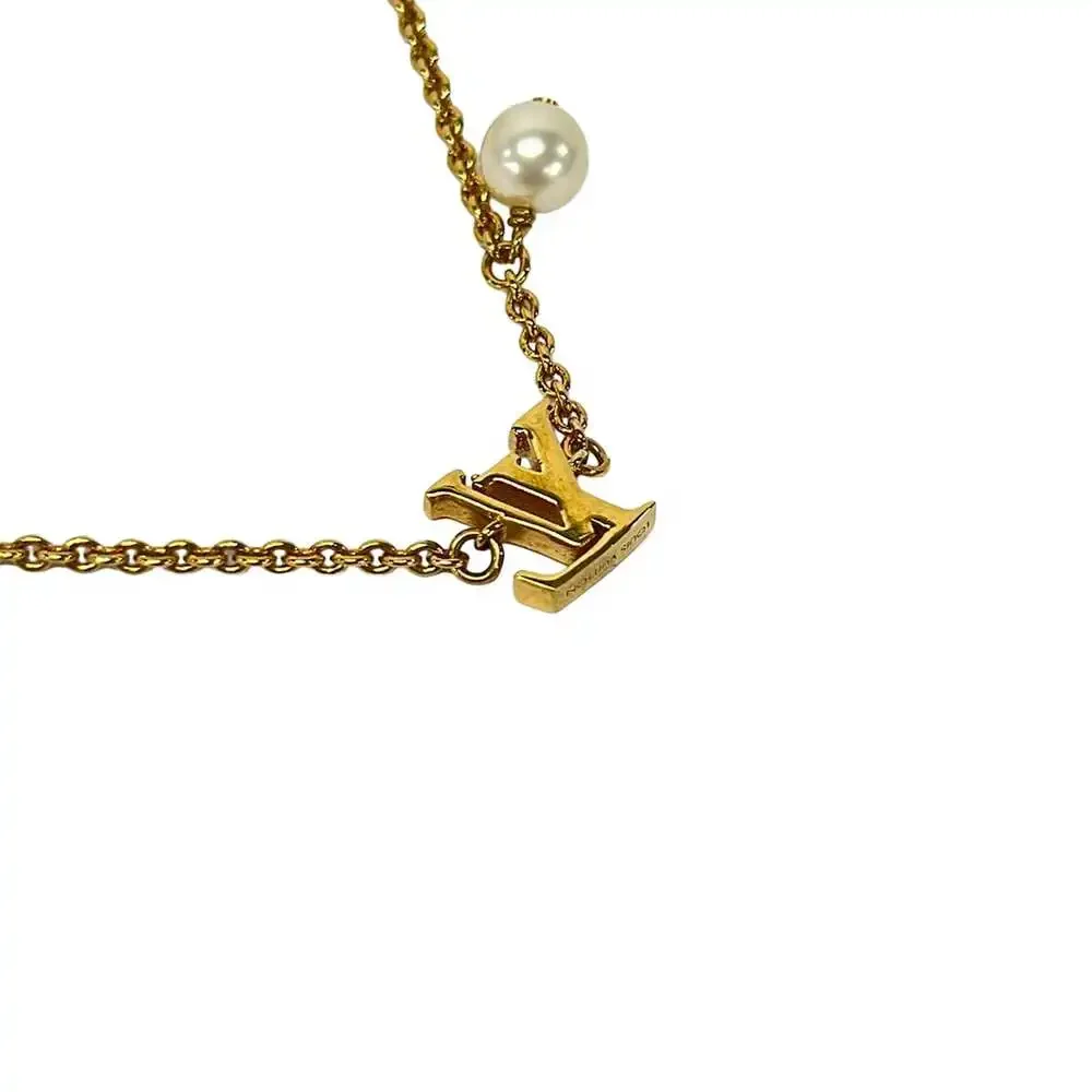 Louis Vuitton LV Iconic Luisa Bracelet M1450A Gold Cream Hardware Faux Pearl